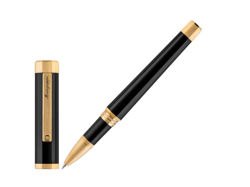 Montegrappa Otto Rollerball pen, Acrylic Resin, Black, Gold plated, ISZ8IRIY