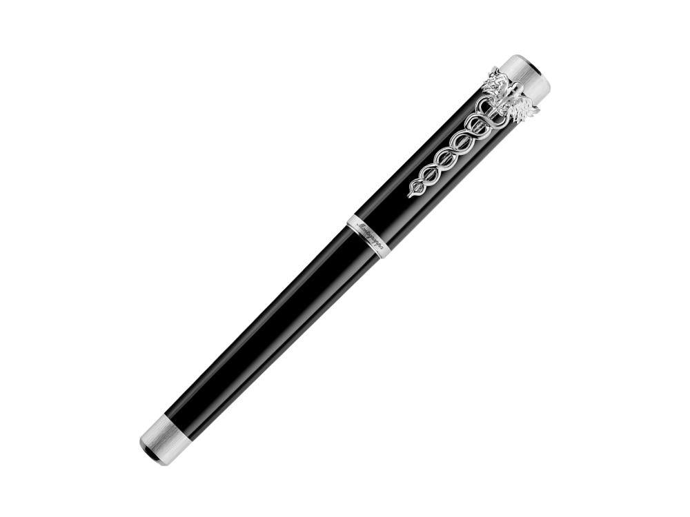 Montegrappa Zero Caduceus Palladium Rollerball pen, Black, ISZECRIP
