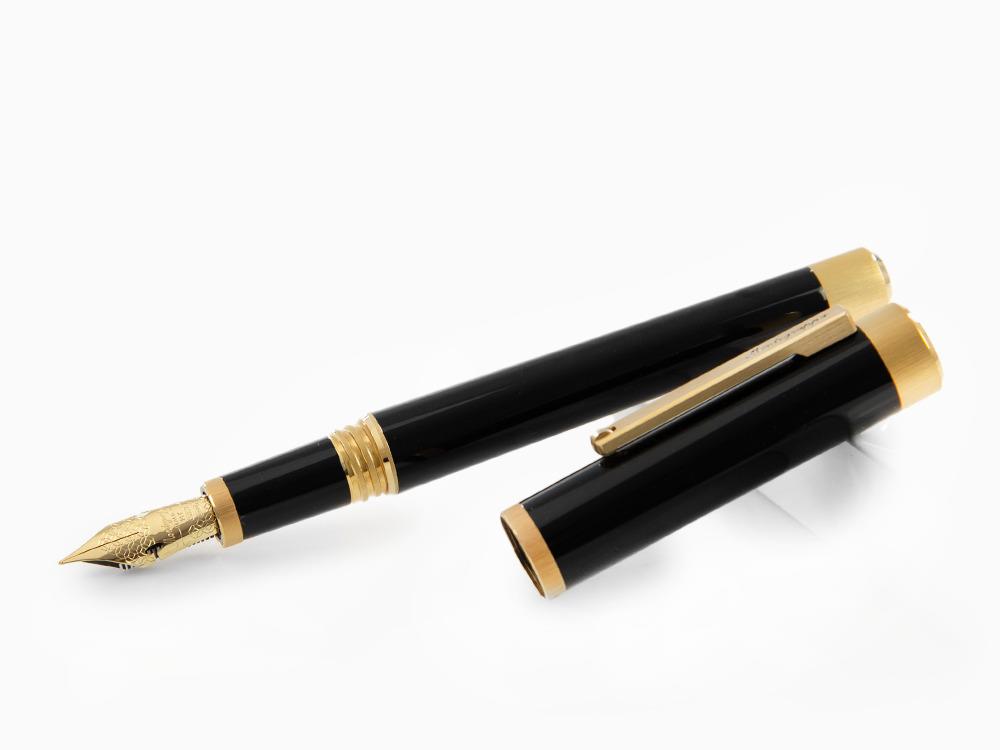 Montegrappa Zero Fountain Pen, Black Resin, Gold, Flex, ISZEI-XY