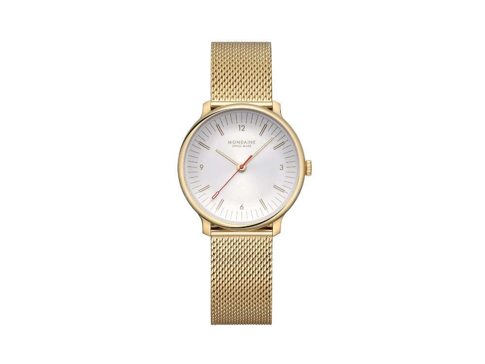 Mondaine Doppio Quartz Watch, White, 33 mm, MLE.33111.SM