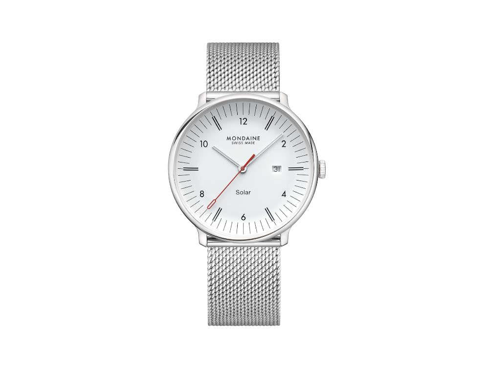 Mondaine Doppio Solar Quartz Watch, White, 41 mm, MLE.41910.SM