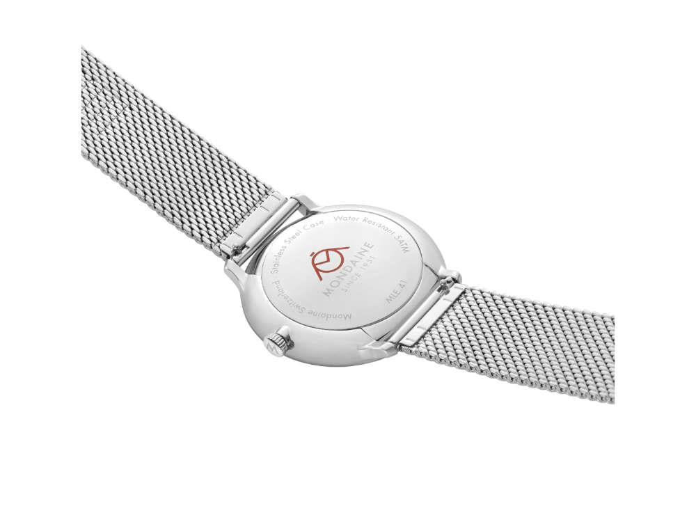 Mondaine Doppio Solar Quartz Watch, White, 41 mm, MLE.41910.SM