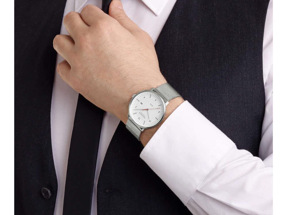 Mondaine Doppio Solar Quartz Watch, White, 41 mm, MLE.41910.SM