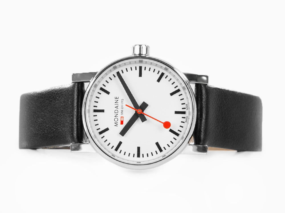 Mondaine SBB Evo2 Quartz Watch, White, 30mm, Leather strap, MSE.30110.LB