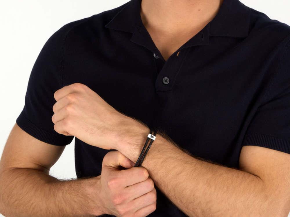 Maserati Gioielli Bracelet Leather, Black, Stainless Steel, JM226AVE44