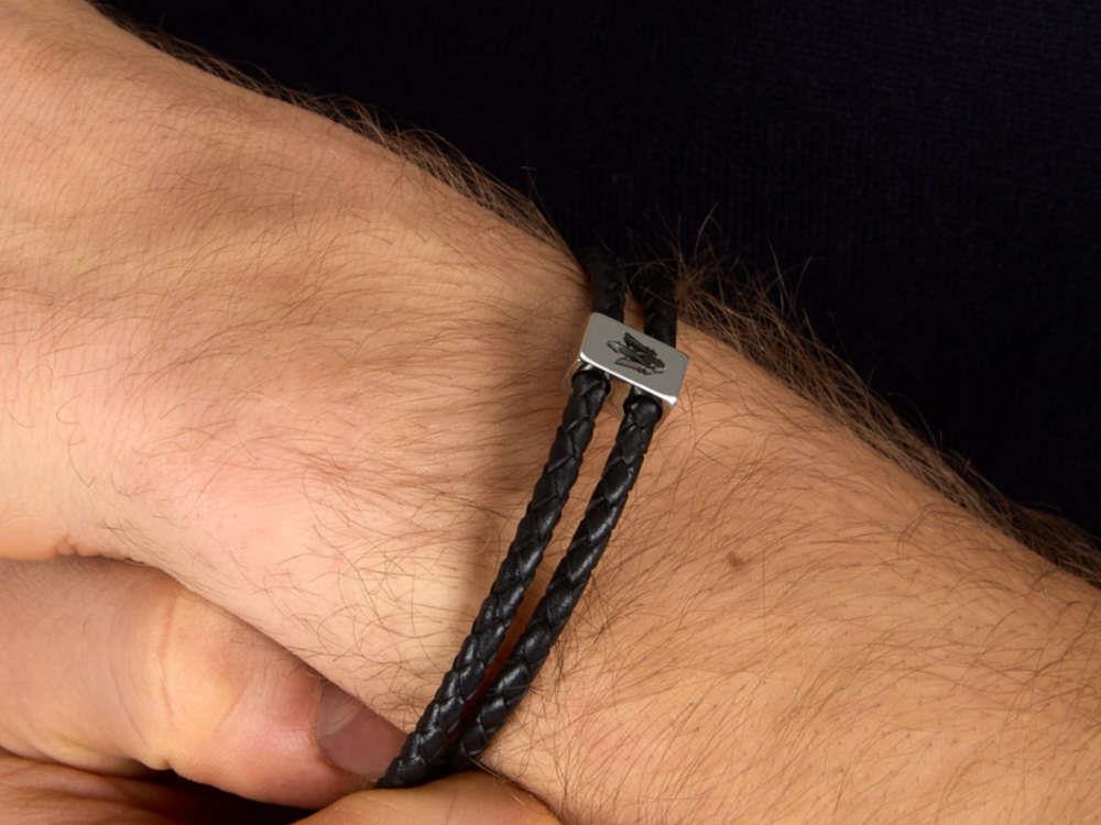 Maserati Gioielli Bracelet Leather, Black, Stainless Steel, JM226AVE44