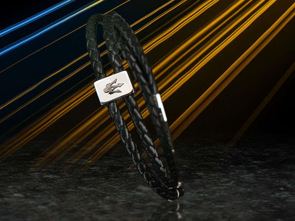 Maserati Gioielli Bracelet Leather, Black, Stainless Steel, JM226AVE44