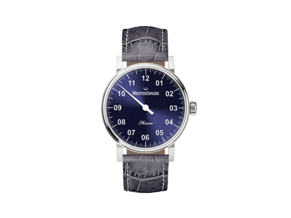 Meistersinger Phanero Watch, Manual winding, SW 210, Sunburst blue, PH308-SG16