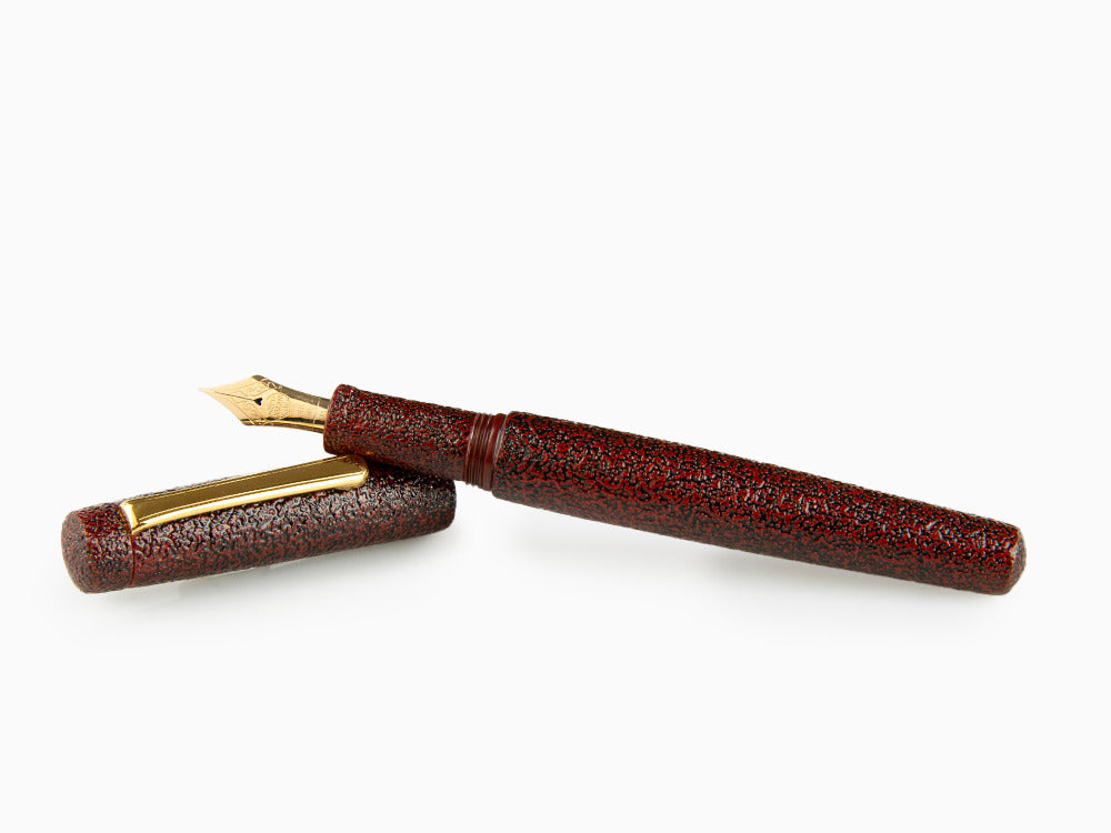 Nakaya Neo-Standard Fountain Pen, Ishime Aka Tamenuri, Ebonite