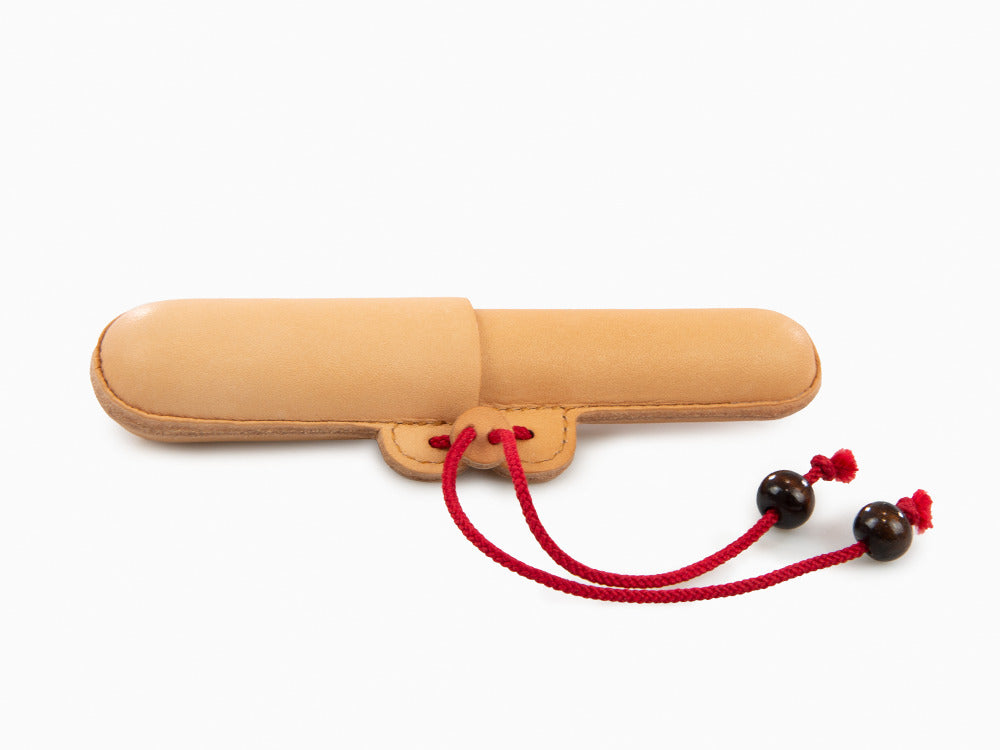 Nakaya Pen Case, Leather, Brown / Red, 1 Writing Instrument