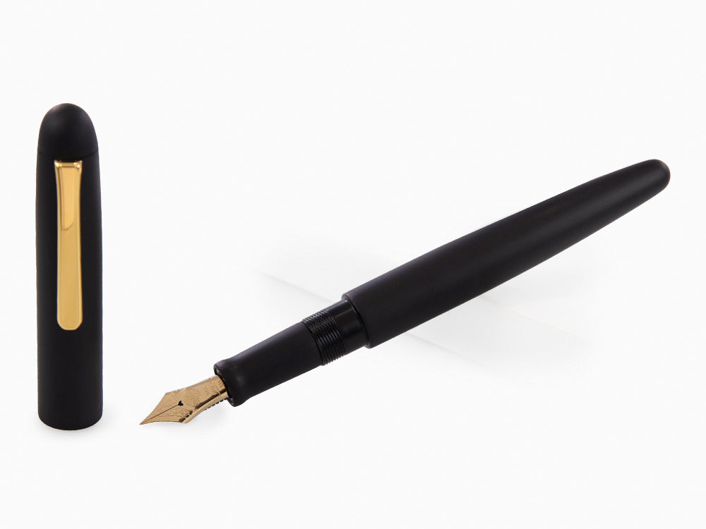 Nakaya Writer Black Hairline Fountain Pen, Long, Ebonite