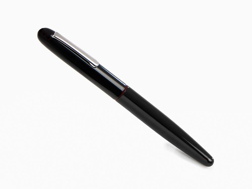 Nakaya Writer Long Fountain Pen Kuro-Tamenuri, Ebonite, Rhodium plated