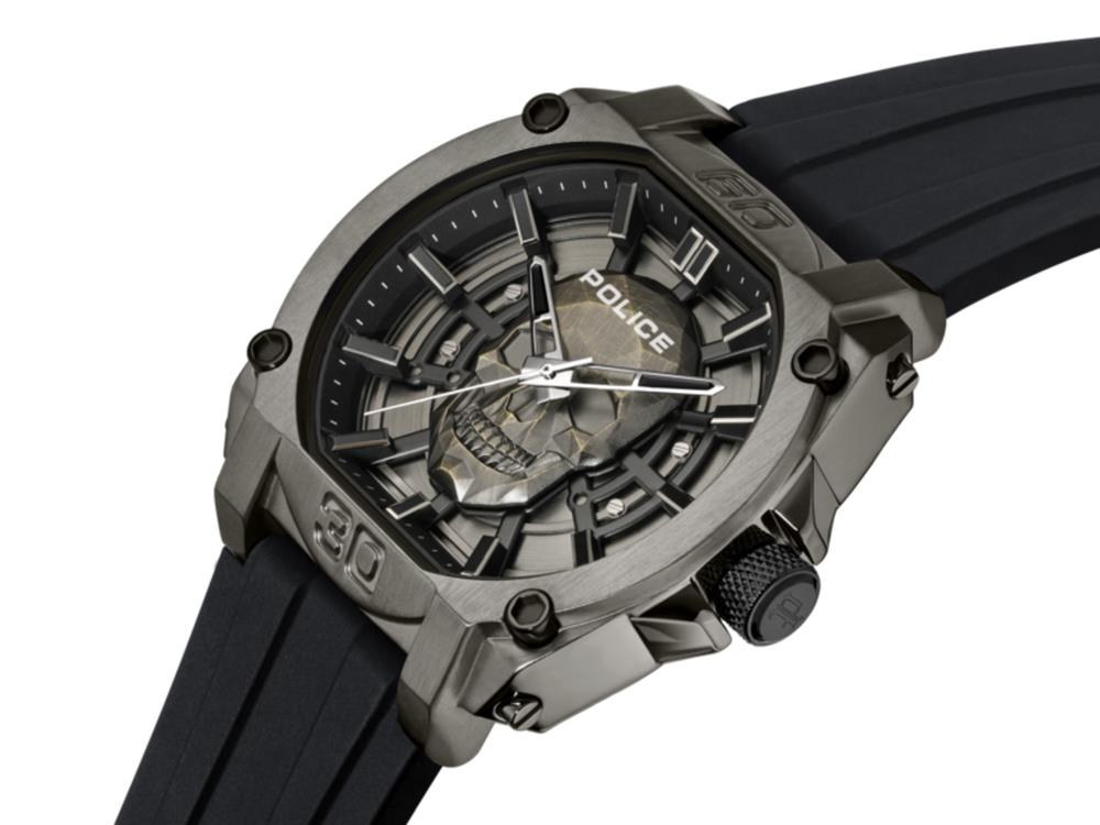Police Norwood-Skull Quartz Watch, 45 mm, Black, PEWGM0001201
