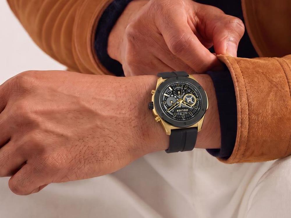 Police Warren Quartz Watch, PVD Gold, 43 mm, Black, PEWGO0000402