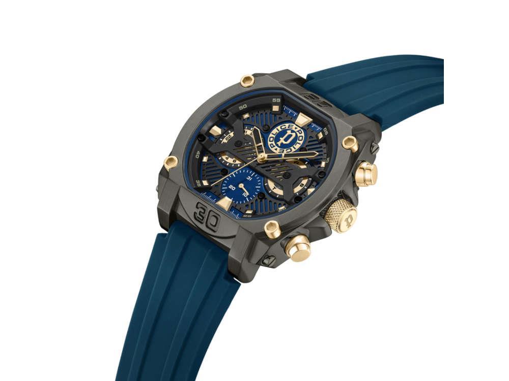 Police Norwood Navy Quartz Watch, PVD, 45 mm, Blue, PEWGQ0040001M