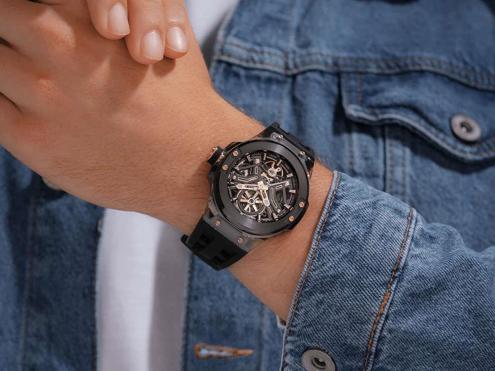 Police Cyclone Automatic Watch, PVD, 43 mm, Black, PEWGR0082202