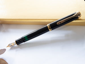 Pelikan M800 Fountain Pen, Black Resin, Gold trim, 18K Nib, 995571