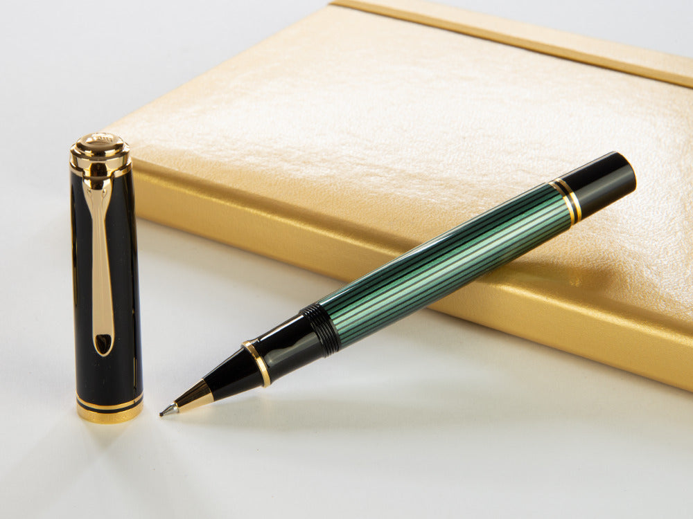 Pelikan R800 Rollerball pen, Green resin, Gold trim, 987990