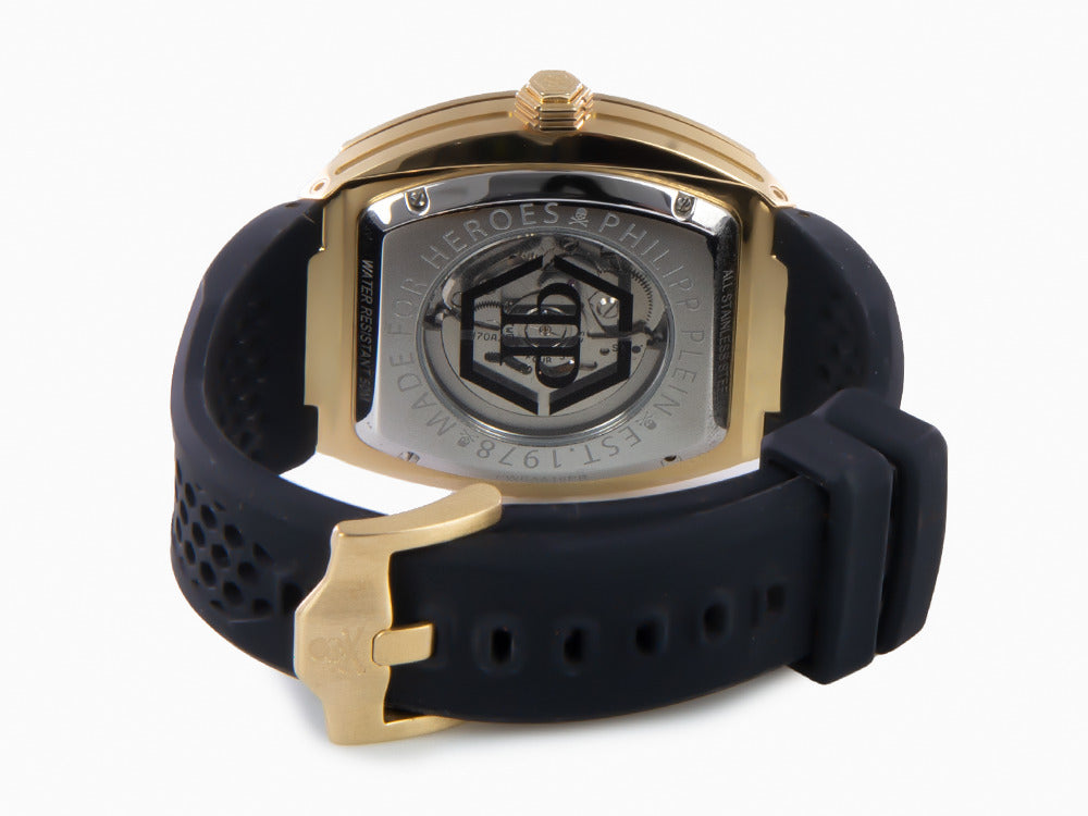 Philipp Plein The Skeleton Automatic Watch, PVD Gold, Black, 44 mm, PWBAA1623