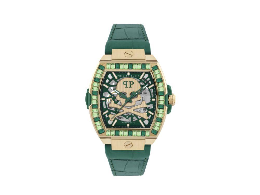 Philipp Plein The Skeleton Baguetes Automatic Watch, Green, 44 mm, PWJHA0226