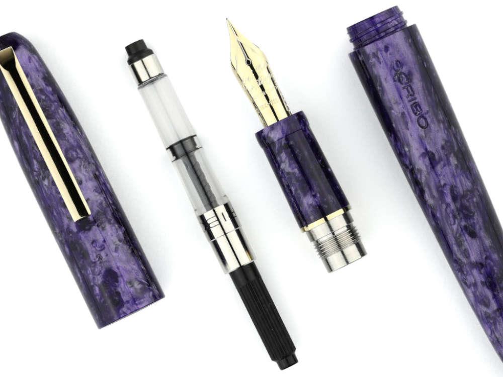 Scribo Piuma Ametista Fountain Pen, 18K, Limited Edition, PIUFP14YG1803