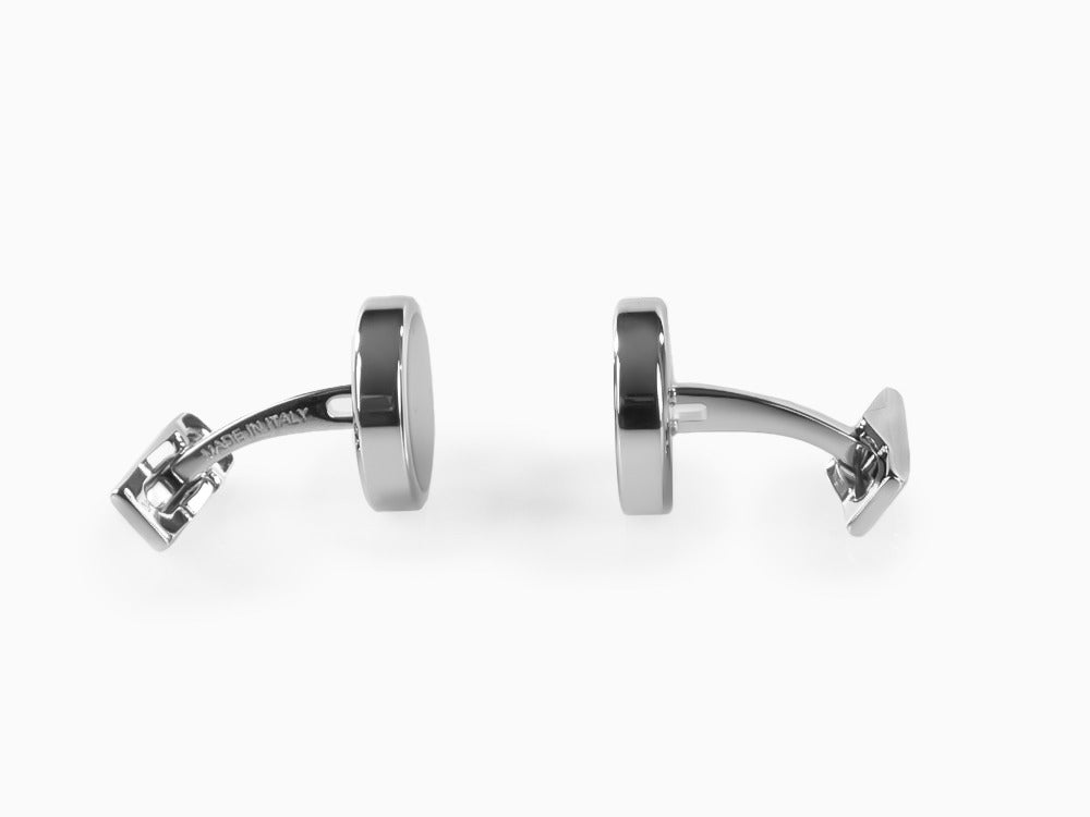 S.T. Dupont Round Cufflinks, Steel, Black lacquer, Palladium, Black, 005576