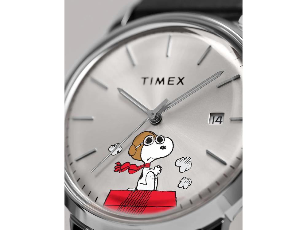 Timex Marlin Peanuts Snoopy Flying Ace Automatic Watch, Silver, 40 mm, TW2W49600
