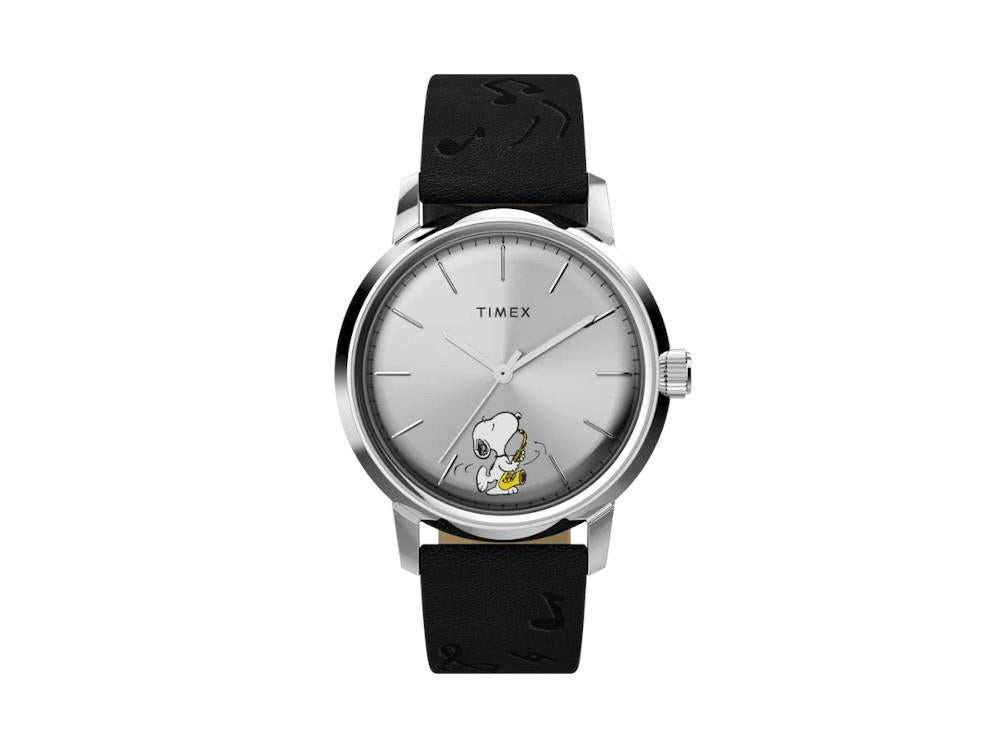 Timex Peanuts Marlin Saxofonista Automatic Watch, Silver, 40 mm, TW2W68800
