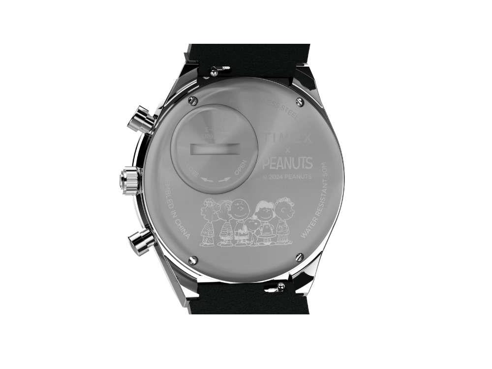 Timex Q Timex Chronograph x Peanuts Snoopy Quartz Watch, White, 40 mm, TW2W68900
