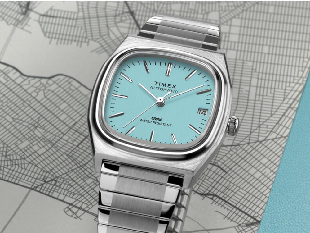 Timex E Line Automatic Watch, Turquoise, 34 mm, TW2Y07300