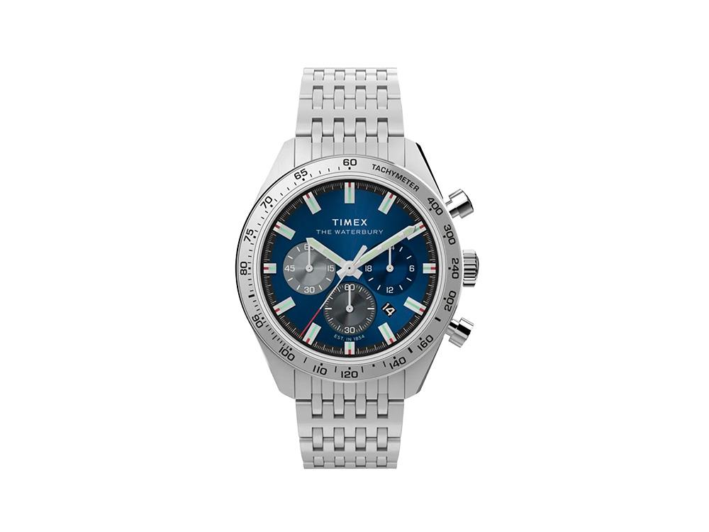 Timex Waterbury Traditional Quartz Watch, Blue, 41 mm, Chronograph, TW2Y18500