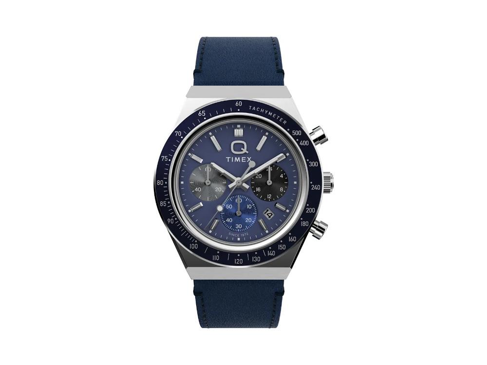 Timex Q Chrono Quartz Watch, Blue, 40 mm, Chronograph, TW2Y36100