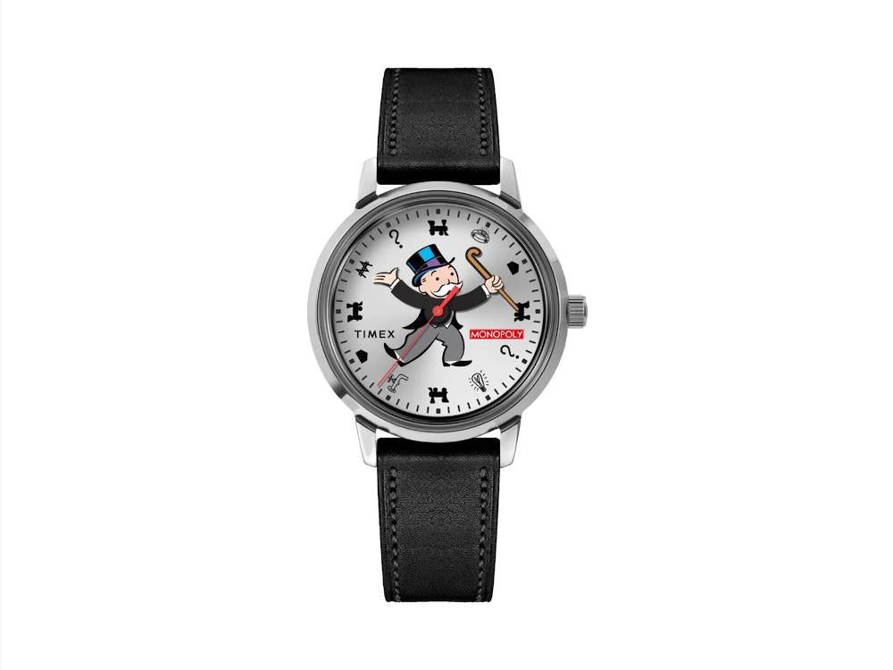 Timex Monopoly Marlin Automatic Watch, Recycled Steel, Silver, 38 mm, TW2Y46900