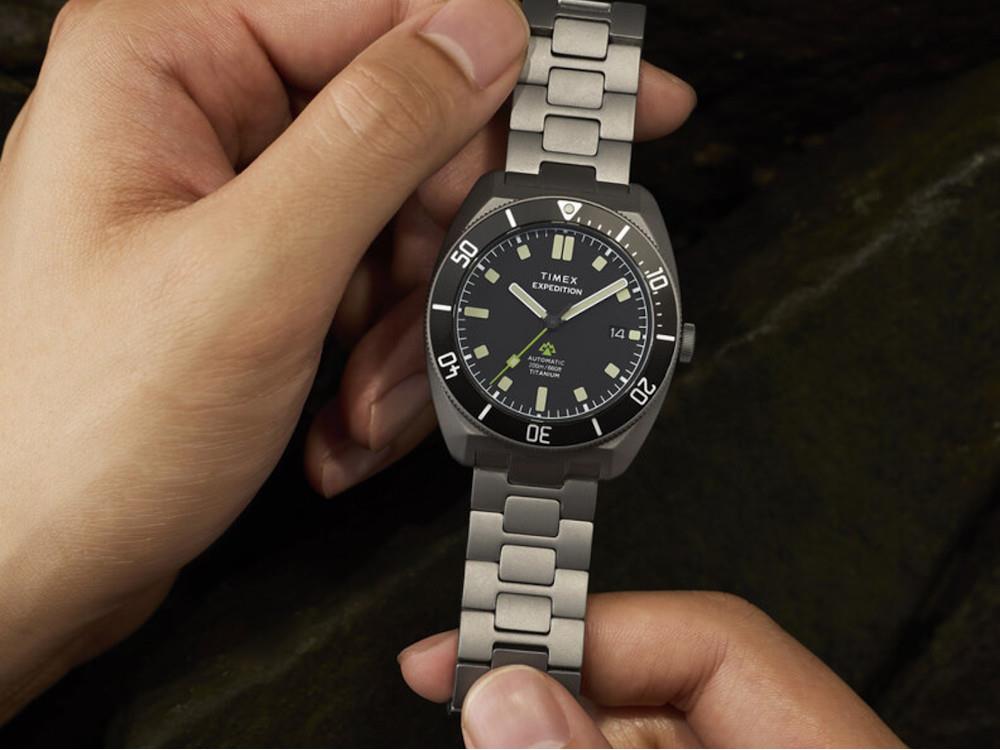 Timex Expedition Pioneer Titanium Automatic Watch, Black, 41 mm, TW2Y63800