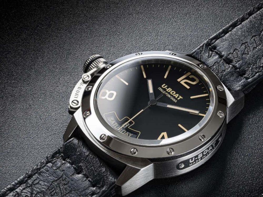 U-Boat Classico Vintage Automatic Watch, Black, 40 mm, Leather strap, 8890