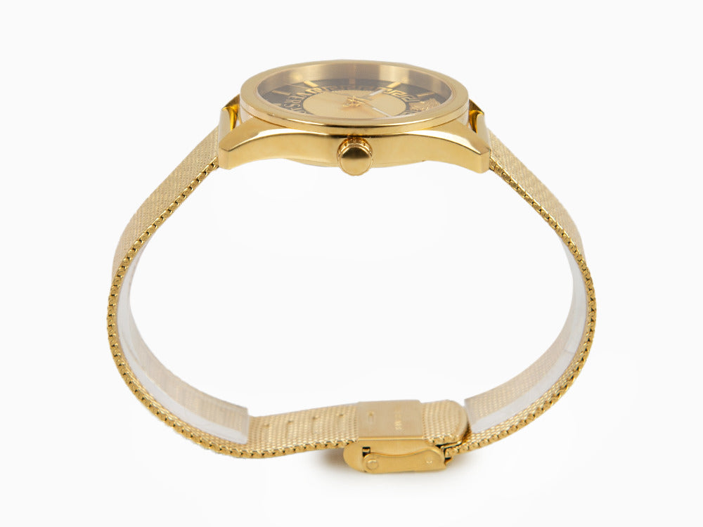 Versace New V Circle Quartz Watch, PVD Gold, 36 mm, Sapphire Crystal, VE8A00424