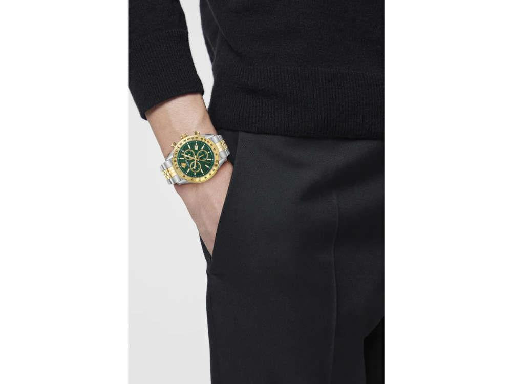 Versace Chrono Master Quartz Watch, PVD Gold, Green, 44 mm VE8R00524