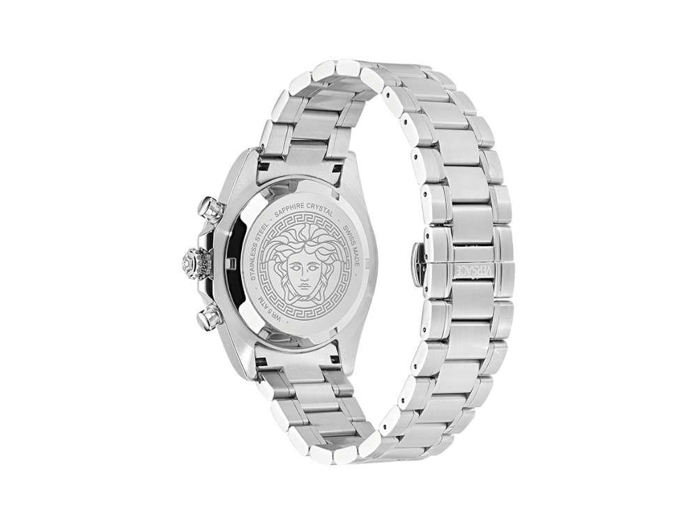 Versace Chrono X Quartz Watch, Recycled Steel, Blue, 44 mm, VE9K00324