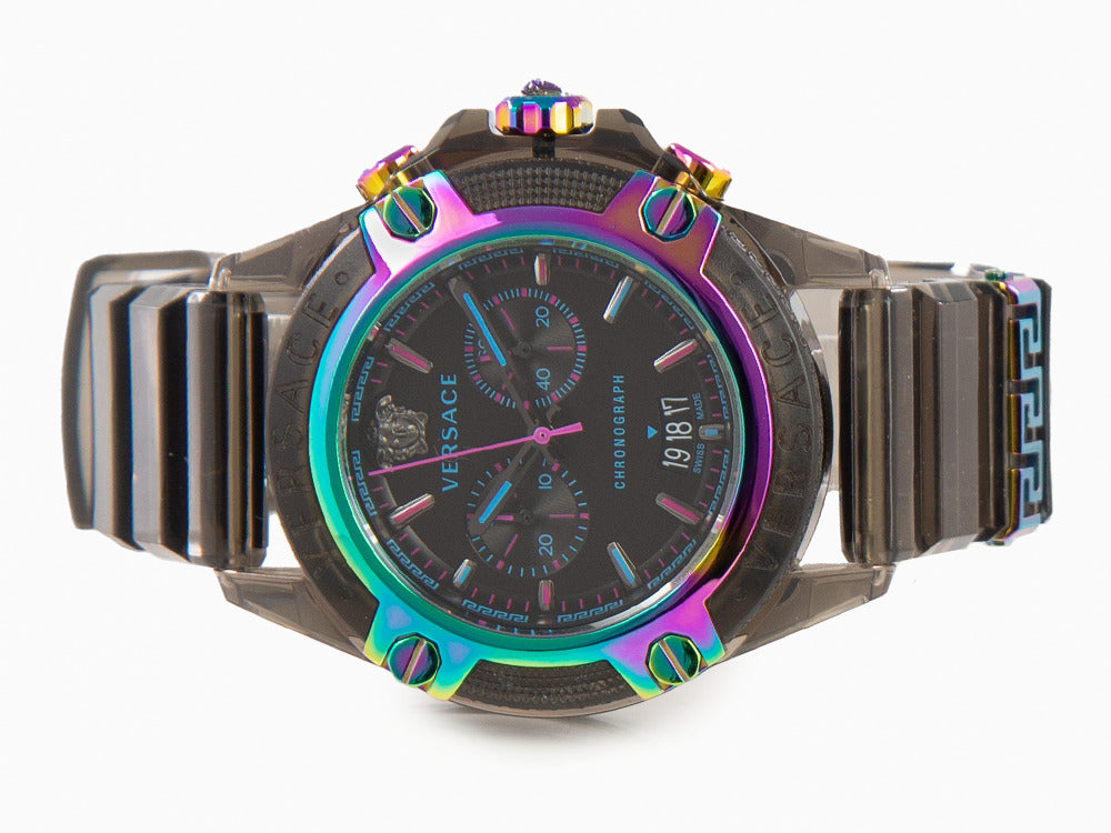 Versace Icon Active Quartz Watch, Polycarbonate, Black, 44 mm, VEZ701022
