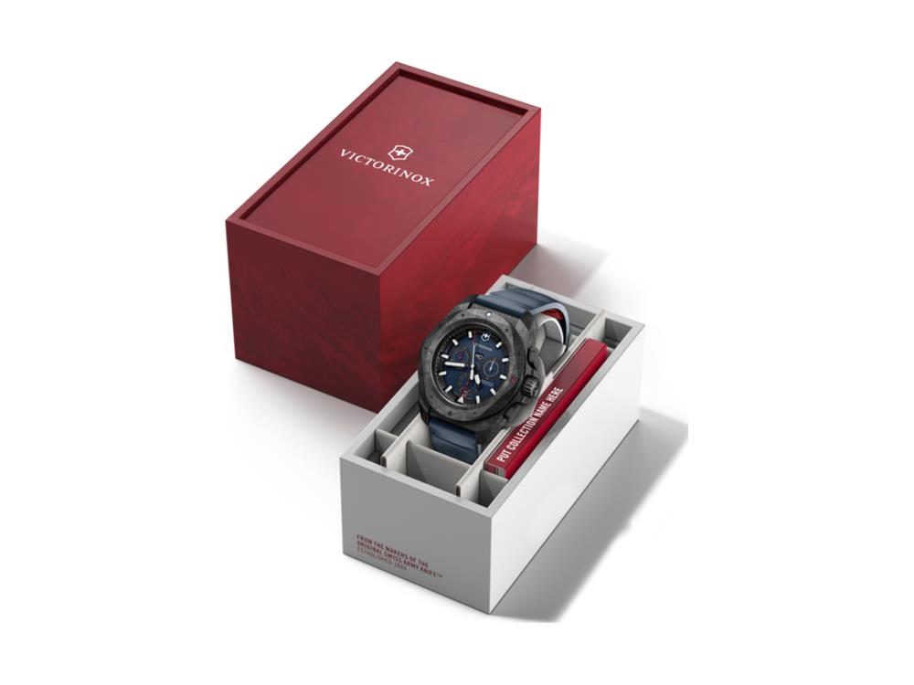 Victorinox I.N.O.X. Chrono Quartz Watch, Carbon Fiber, Blue, 43 mm, V242082