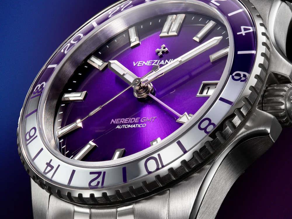 Venezianico Nereide GMT Automatic Watch, 39 mm, Violet, 3521512S