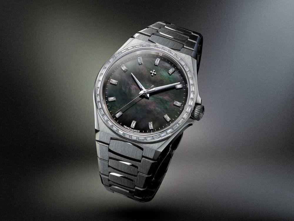 Venezianico Arsenale Moissanite Automatic Watch, 37 mm, Black, 6121514C