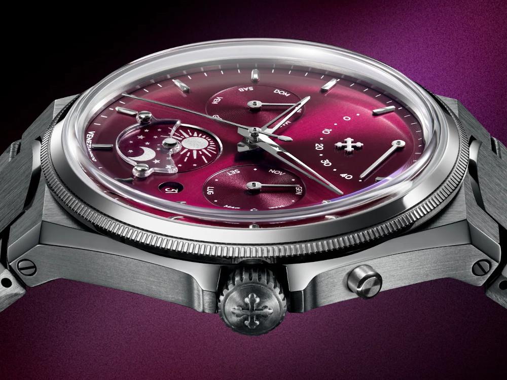 Venezianico Arsenale Calendario Automatic Watch, 40 mm, Burgundy, 6221581C