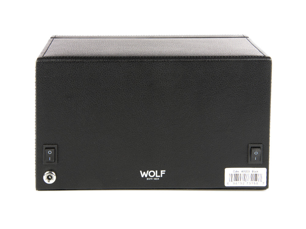 WOLF Cub Watch winder, 2 Watches, Black, Vegan Leather, 461203