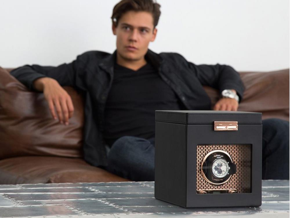 WOLF Axis Watch winder, 1 Watch, Black, Vegan Leather, 469216