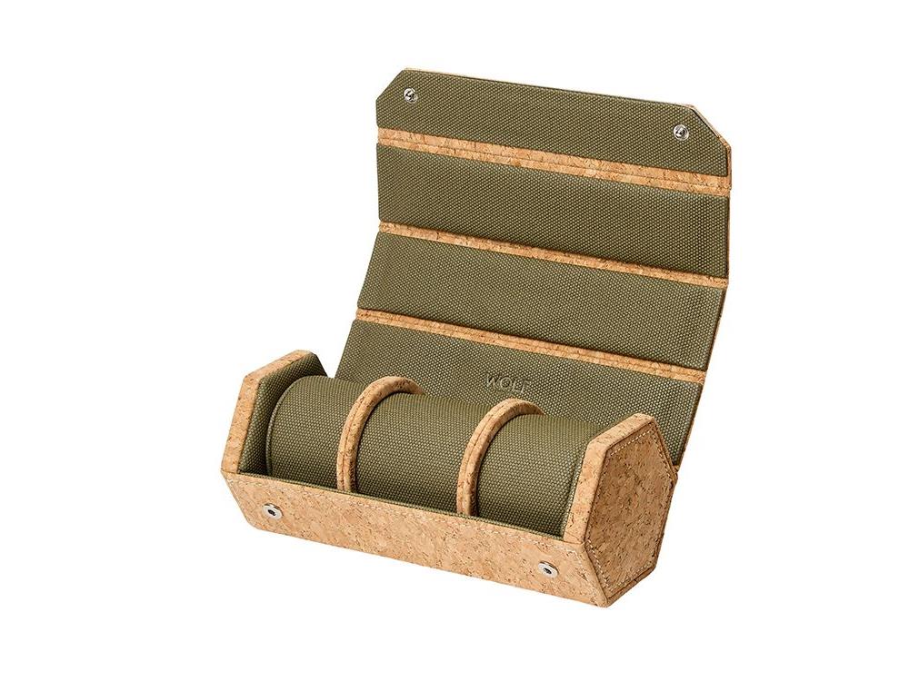 WOLF Cortica Watch roll, 3 Watches, Cork, 668361