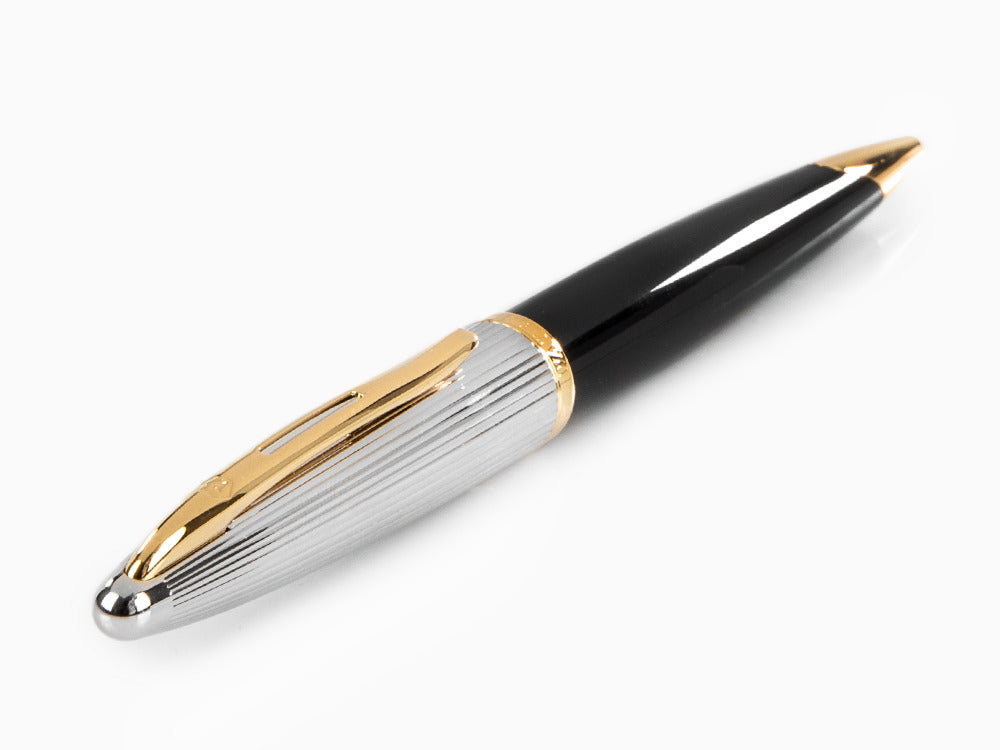 Waterman Carene Ballpoint Pen Deluxe Black - Silver Plated Cap