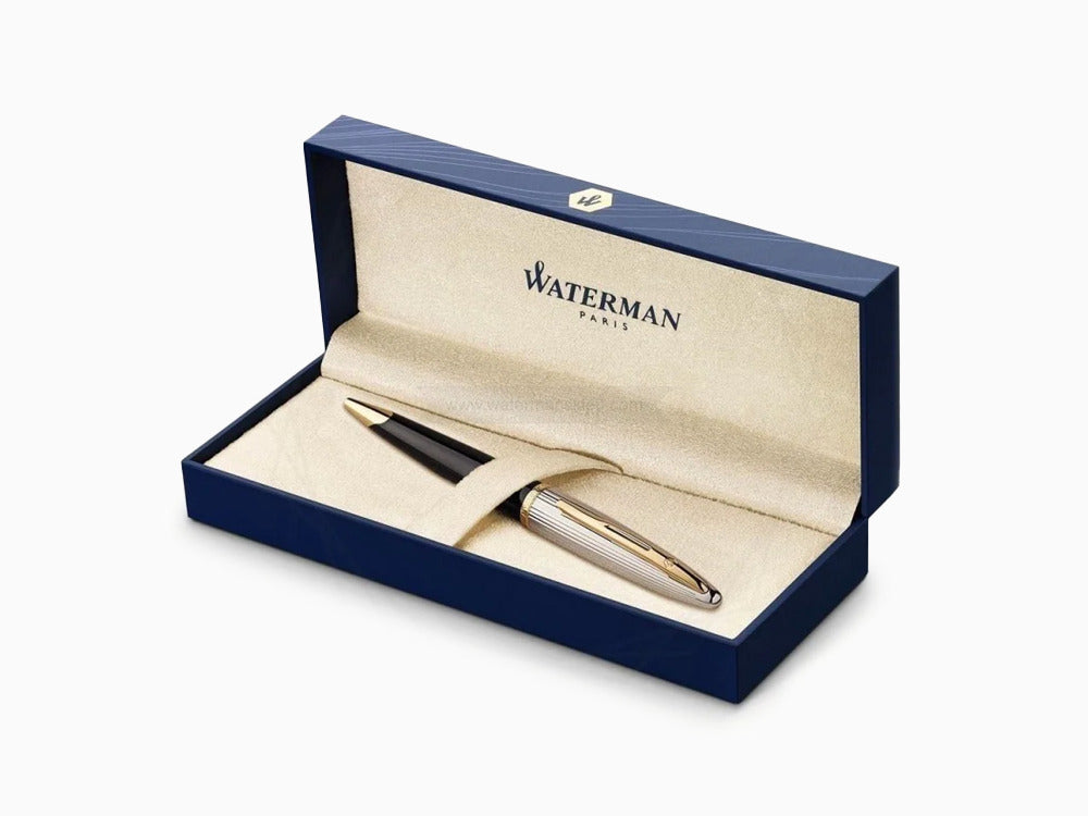 Waterman Carene Ballpoint Pen Deluxe Black - Silver Plated Cap