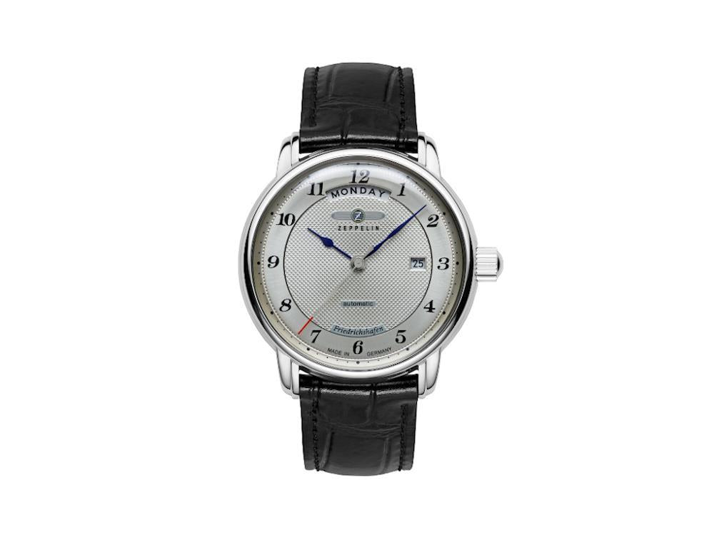 Zeppelin Friedrichshafen Automatic Watch, Silver/White, 40 mm, Day, 8562-4