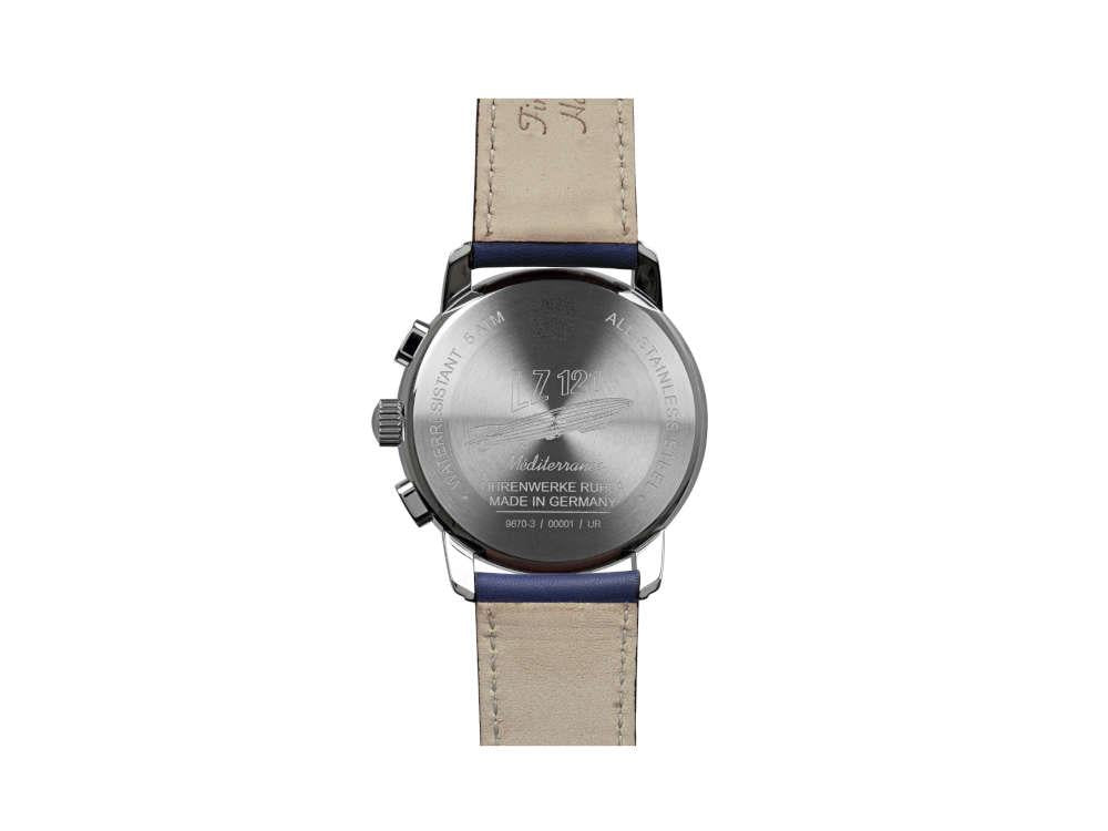 Zeppelin Méditerranée Chronograph Quartz Watch, Blue, 42 mm, 9670-3